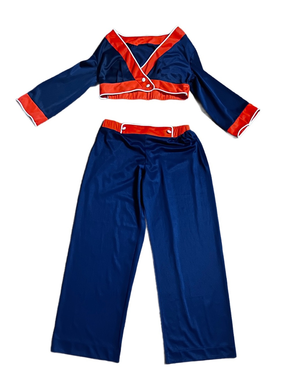Sans Souci ~ Vintage (60’s) ~ Medium (36) ~ Blue & Orange ~ 2 Piece Pajamas